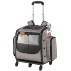 Portable Folding Pet Travel Carrier with Trolley Wheels Includes Food Bowl, 42×40×30cm