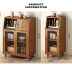 Bamboo Sideboard Cupboard with Clear Acrylic Doors – Bathroom, Kitchen or Vanity Use
