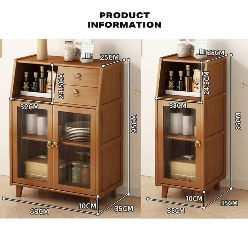 Bamboo Sideboard Cupboard with Clear Acrylic Doors – Bathroom, Kitchen or Vanity Use