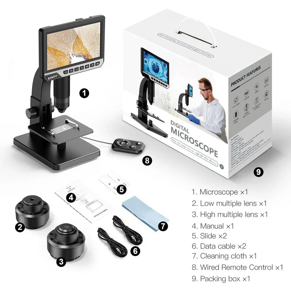 1080p Biological Microscope 2000X with LCD Display No Remote Control