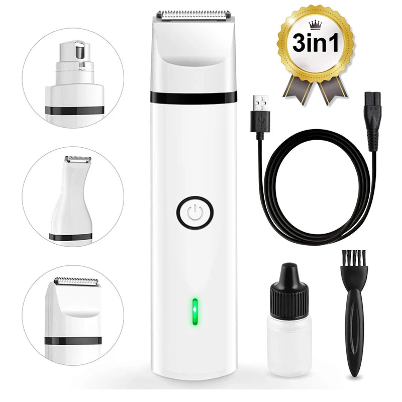 Rechargeable 3-in-1 Pet Nail Grinder and Grooming Tool
