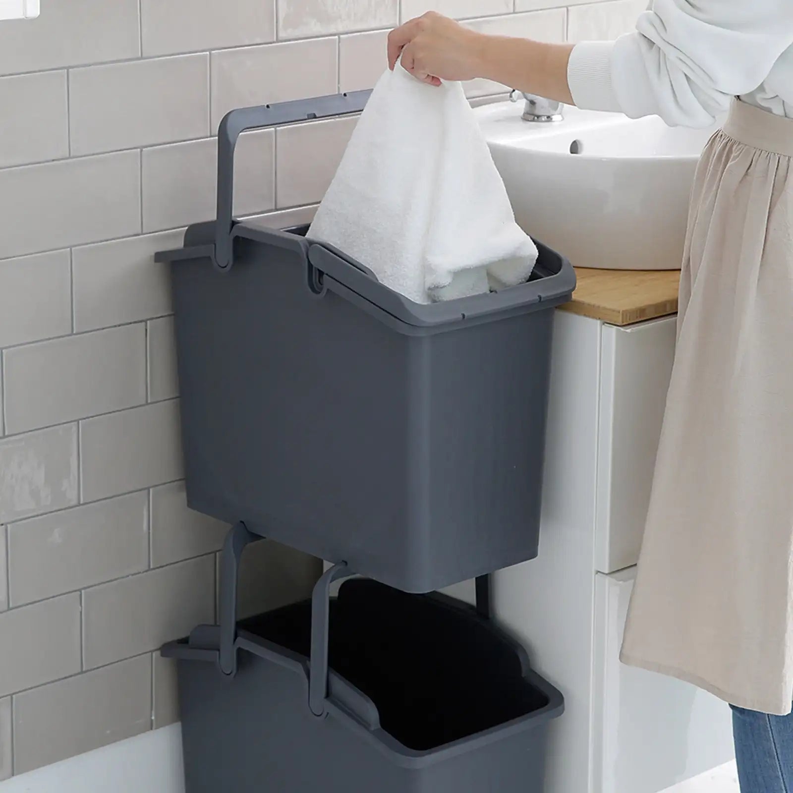 2 Set Multipurpose Stackable Laundry Baskets – Portable & Compact Storage Solution