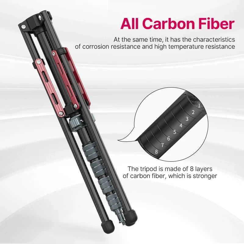 Adjustable Carbon Fiber Photography Light Stand for Travel