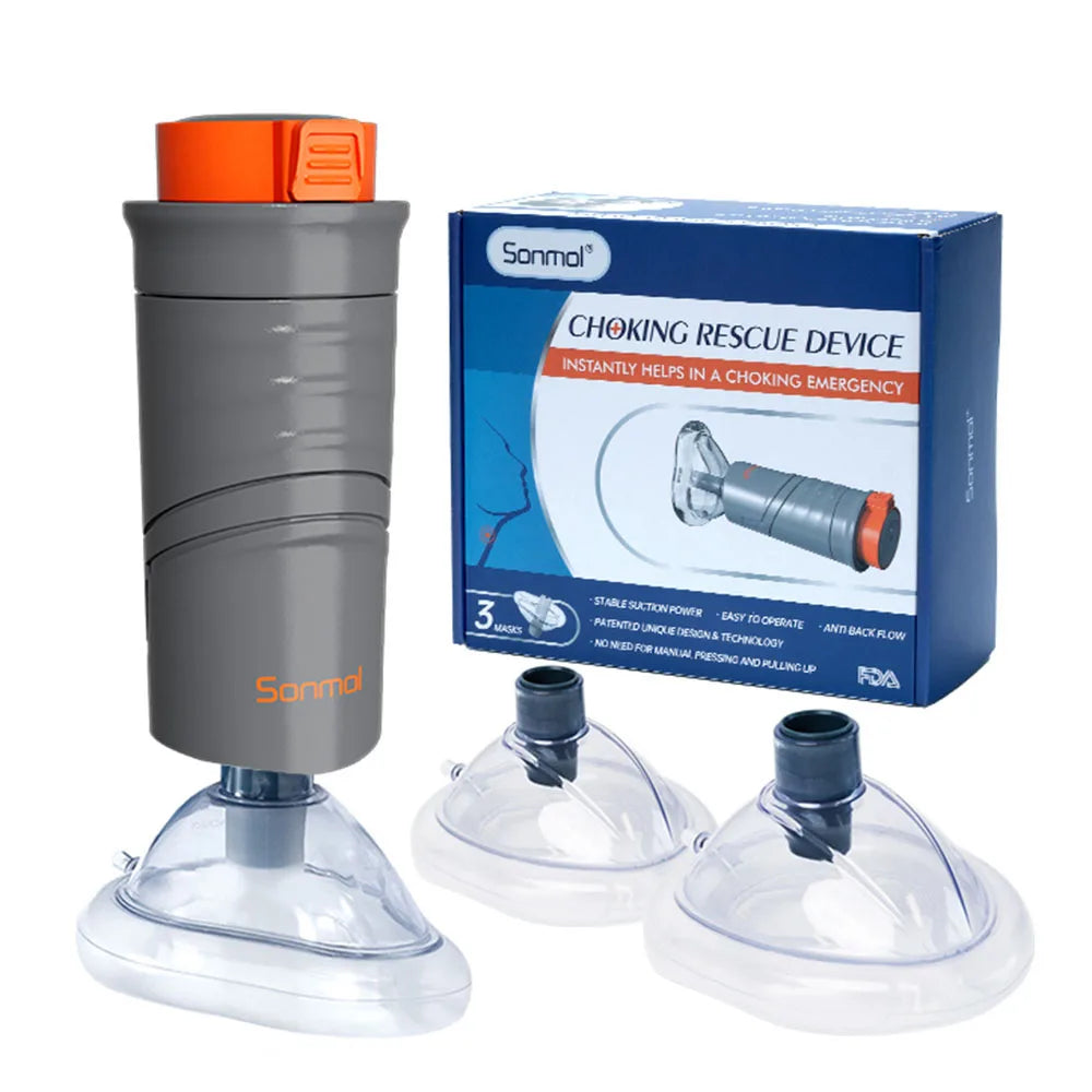 Compact First Aid Anti-Choking Tool with Consistent Suction & Adjustable Mask Sizes for Home Use