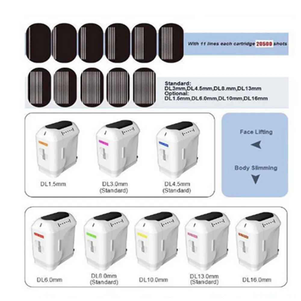 20000 Shots 12-Line HIFU Cartridge 3D/4D Replacement for Facial & Body Anti-Aging Machine