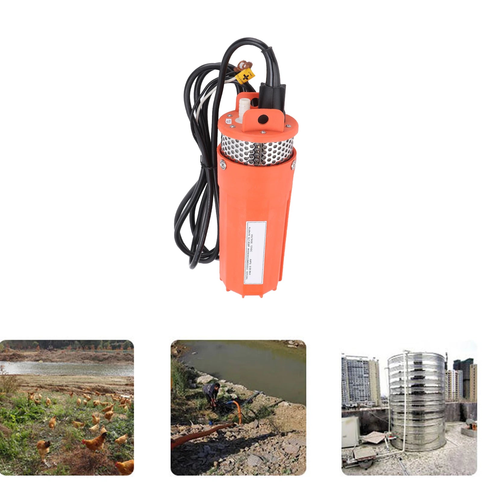 12V Solar Submersible Pump High Lift Outdoor Water Transfer