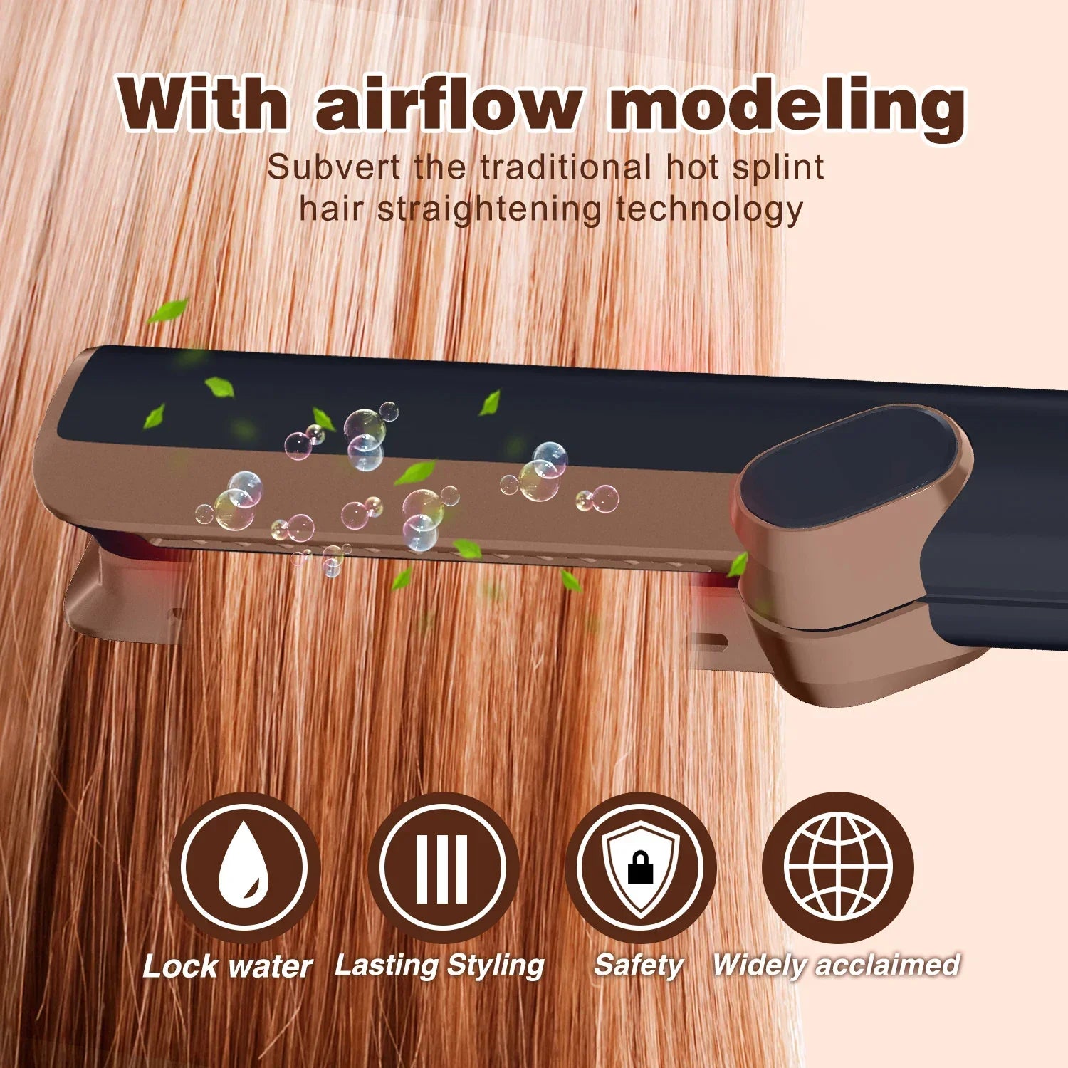 Rechargeable 2-in-1 White Hair Straightener with Airflow 110,000RPM, Travel-Friendly