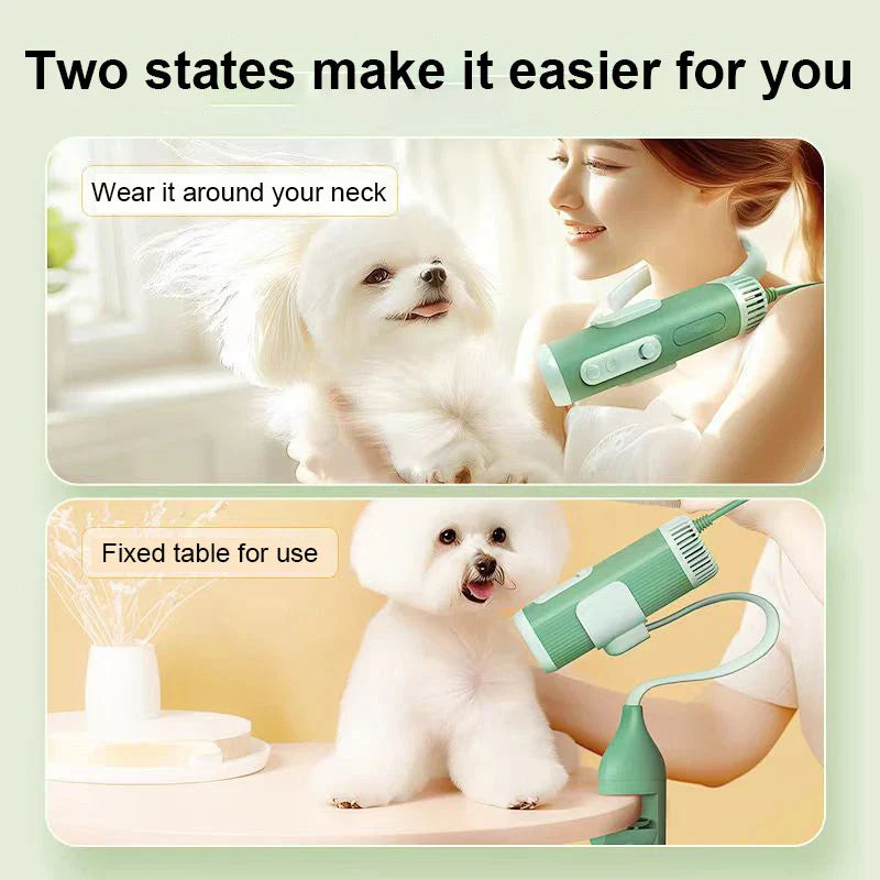 Rechargeable Pet Grooming Dryer – Lightweight & Quiet, Green