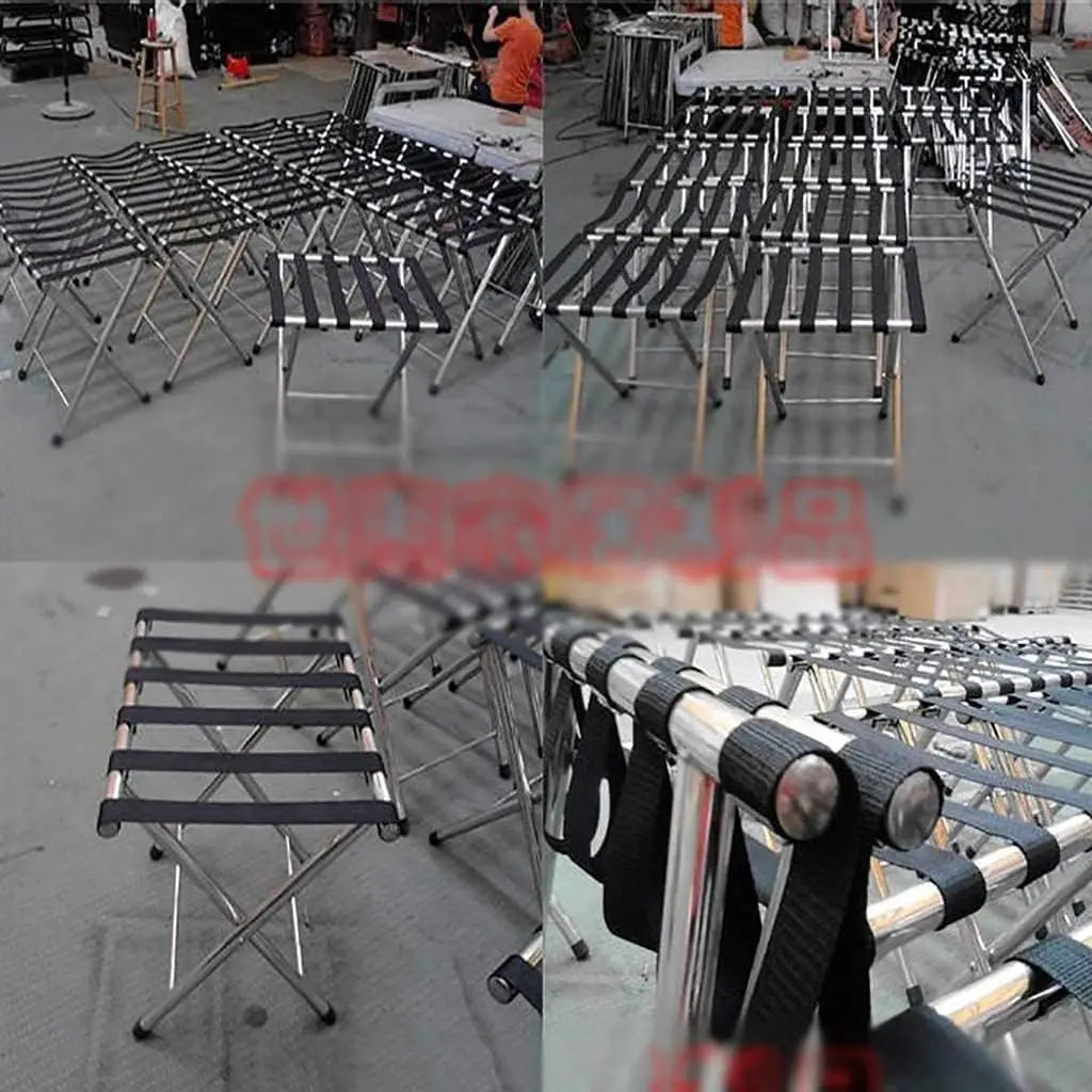 Portable Folding Stainless Steel Luggage Rack Space Saving Suitcase Stand for Hotels & Homes