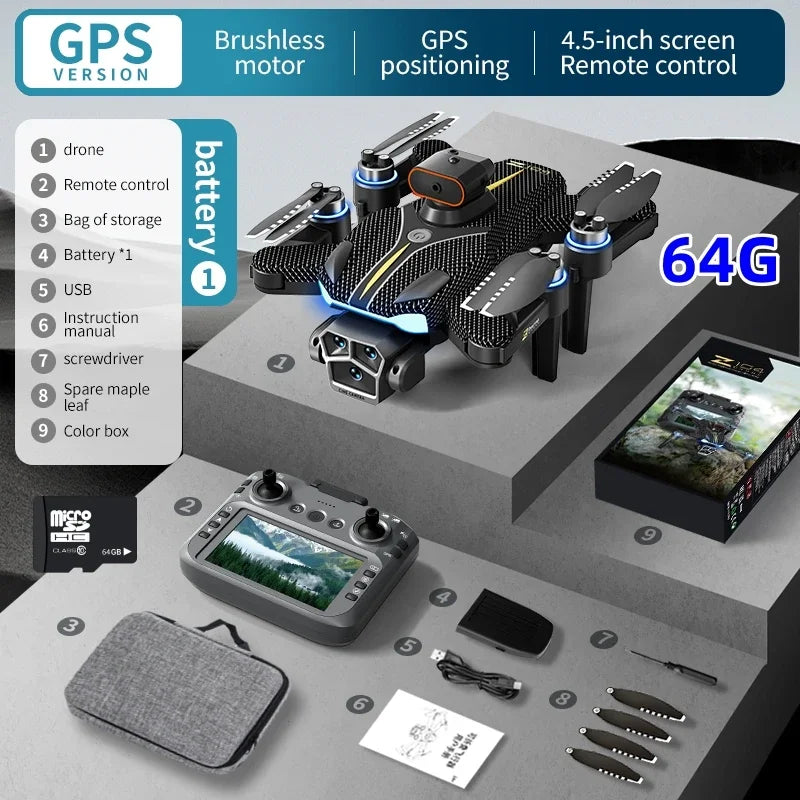 Smart GPS Drone with 1080p Camera, Screen Controller & 20min Flight