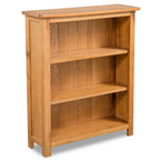 3-Tier Solid Oak Bookcase 70cm – Rustic Wooden Shelf Unit for Living Room or Study