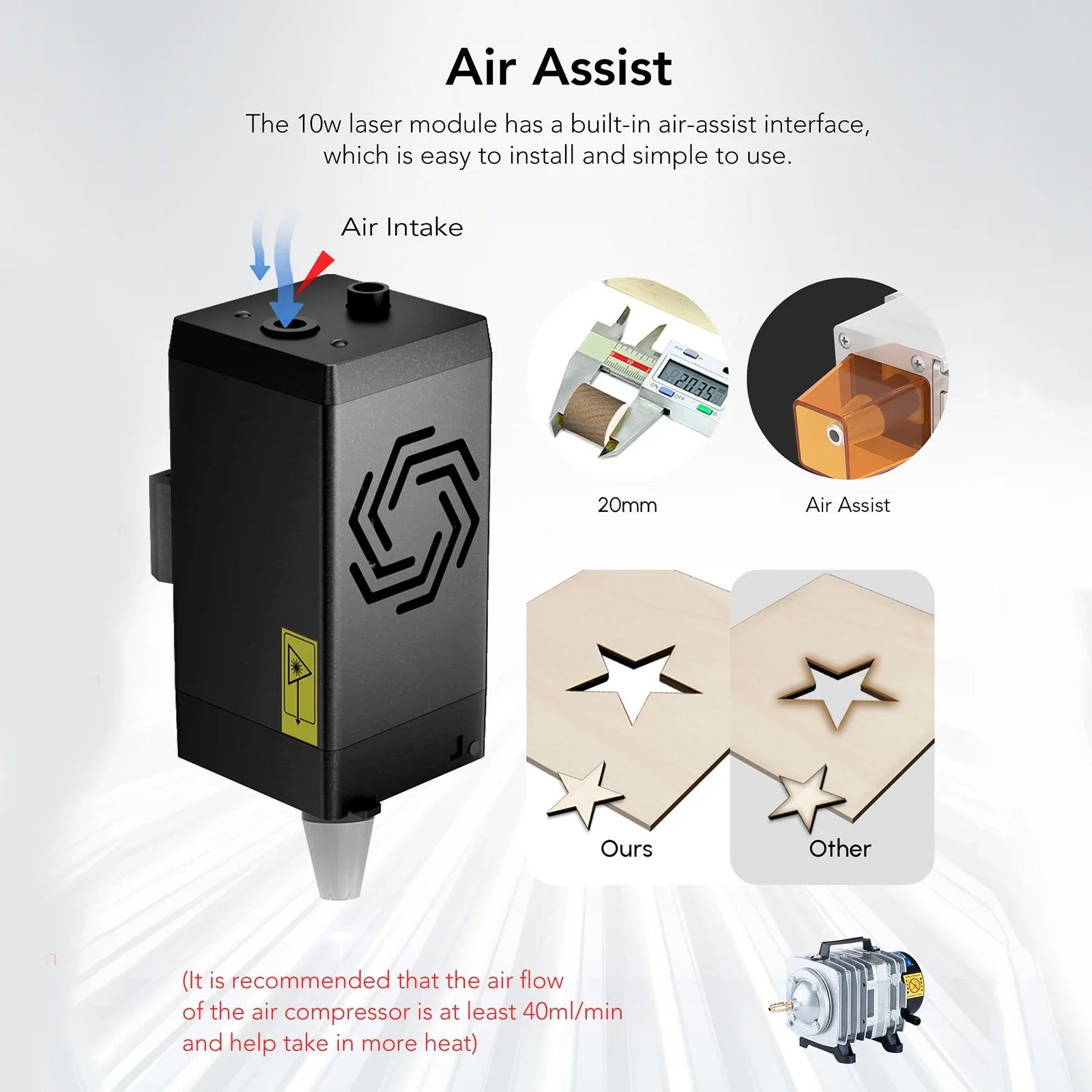 10W Laser Module with 0.07mm Focus for Precision Engraving