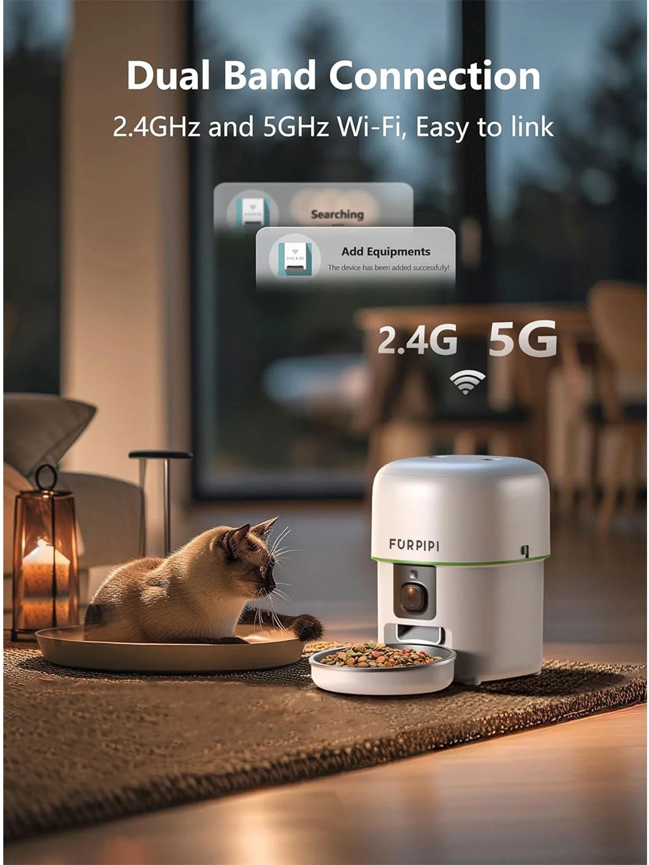 2L White Smart Pet Feeder with 1080P Camera and WiFi