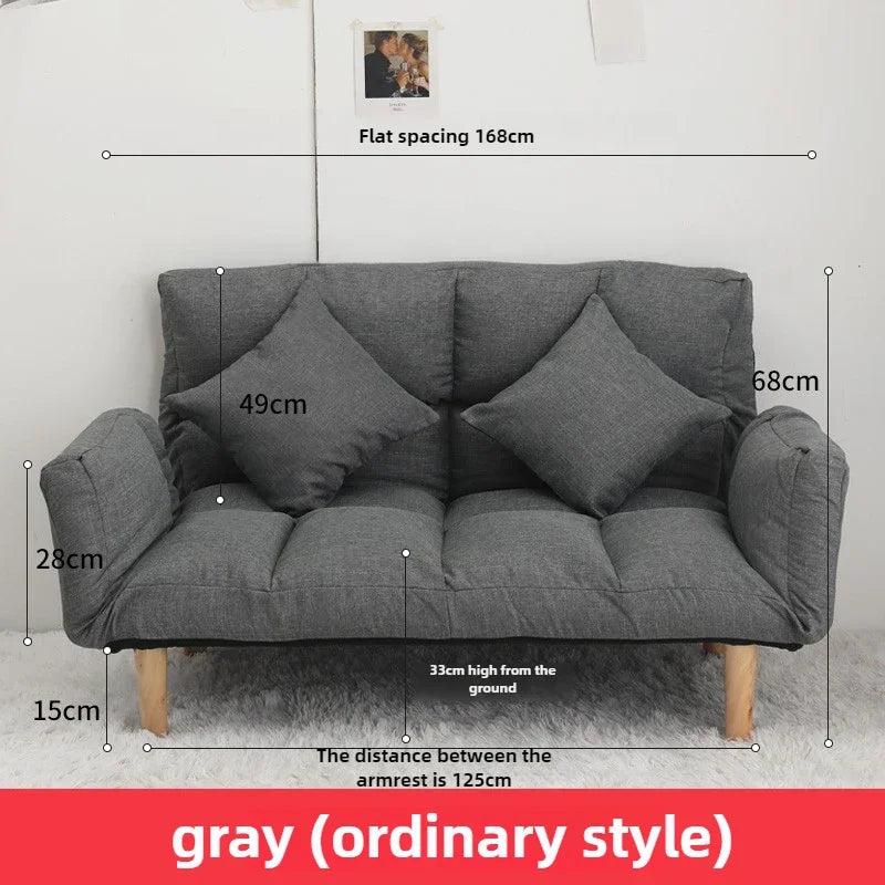 2-in-1 Foldable Sofa Bed Space-Saving Double Lounge Chair for Apartments, Gray