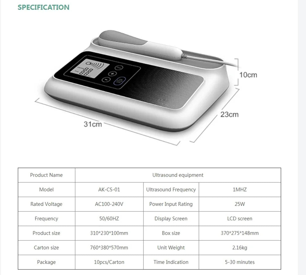 Home Ultrasound Therapy Machine for Muscle Pain & Injury Relief – AU Plug
