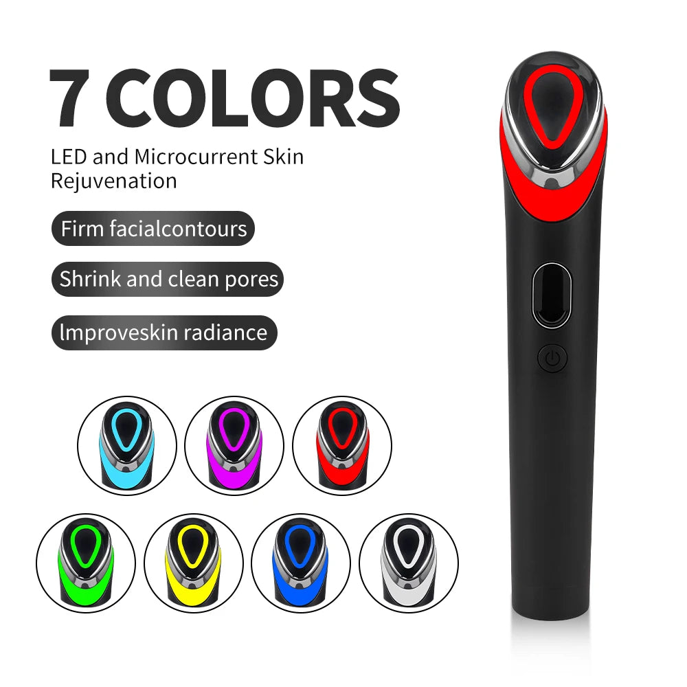 7-Color LED Facial Massager with EMS Microcurrent & Skin Rejuvenation – Rechargeable, Home Use