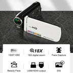 1080P Digital Camera with 18X Zoom & 3" LCD Touch Screen 8GB Card