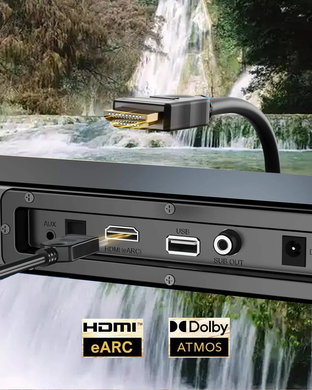 Home Theater Soundbar with Bass Subwoofer & Dolby Atmos – Black