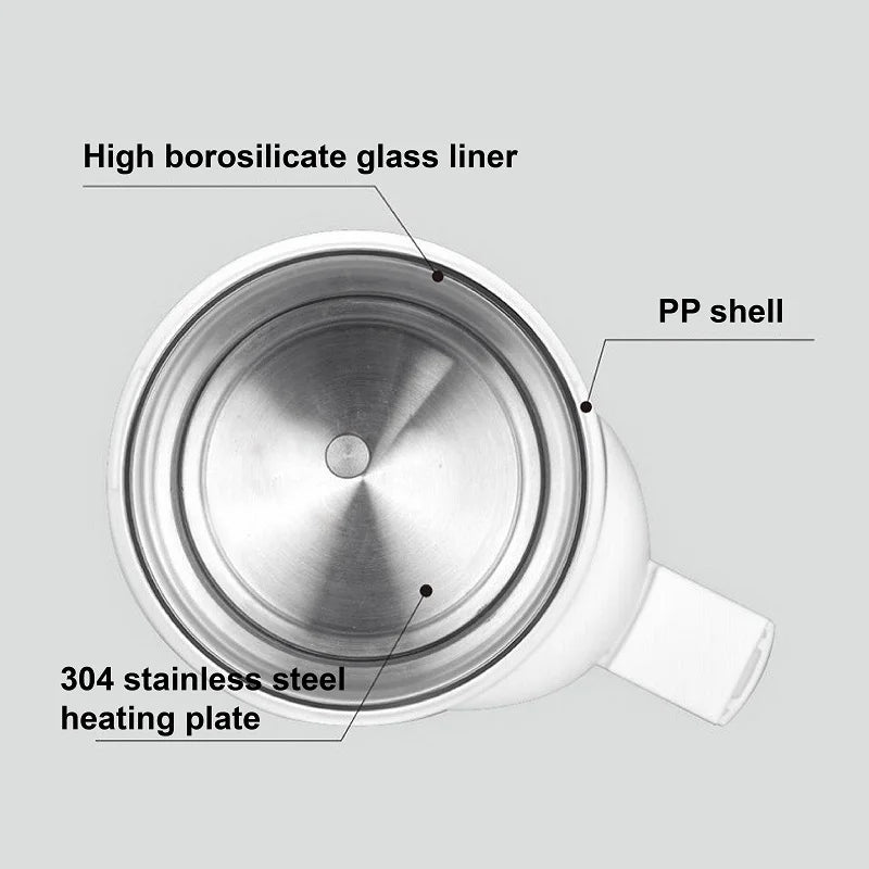 Multi-Function Travel Electric Kettle 0.8L Boil, Stew, Tea & Soup Maker for Car/Home Use
