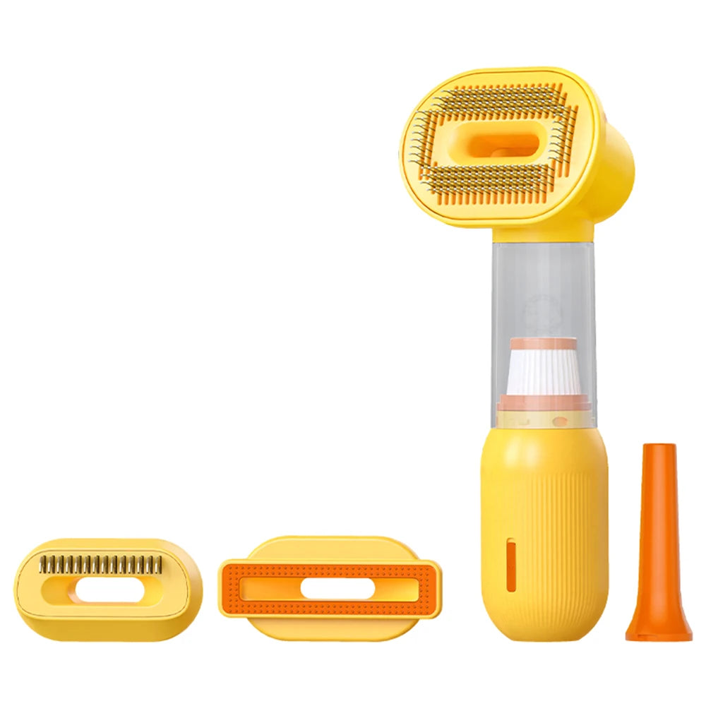 Yellow Pet Grooming Vacuum Kit with Hair Remover Brush