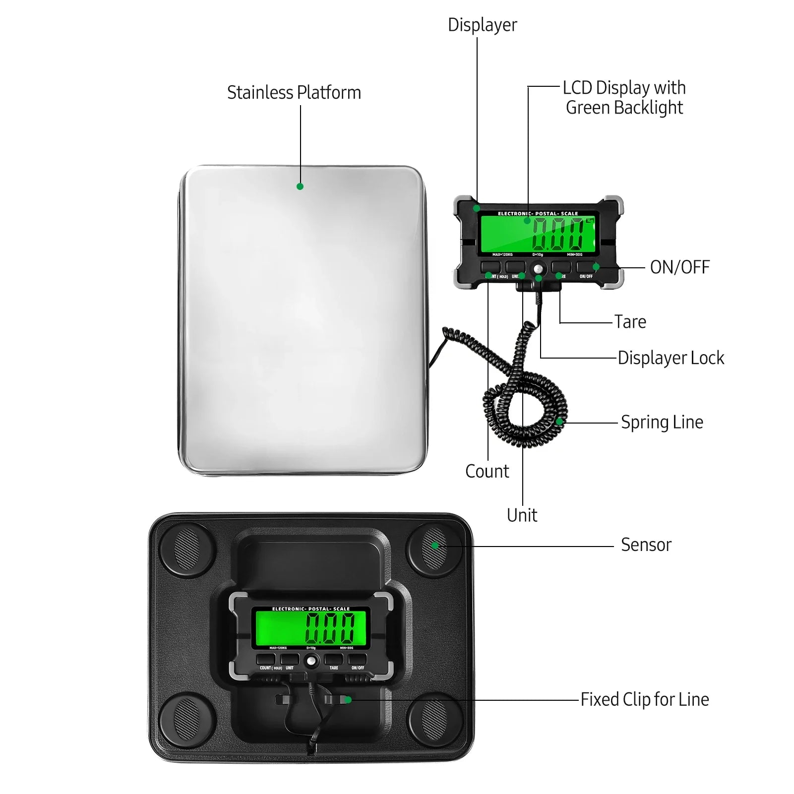 200kg Digital Postal Scale with LCD Display & Tare Function