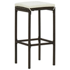Set of 2 Outdoor PE Rattan Bar Stools with Cushions & Built-In Footrest