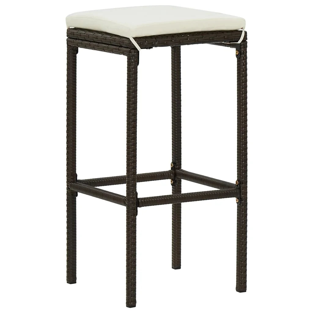 Set of 2 Outdoor PE Rattan Bar Stools with Cushions & Built-In Footrest