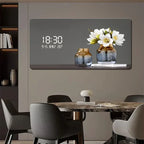Digital Wall Clock with Geometric Art Display for Living Room