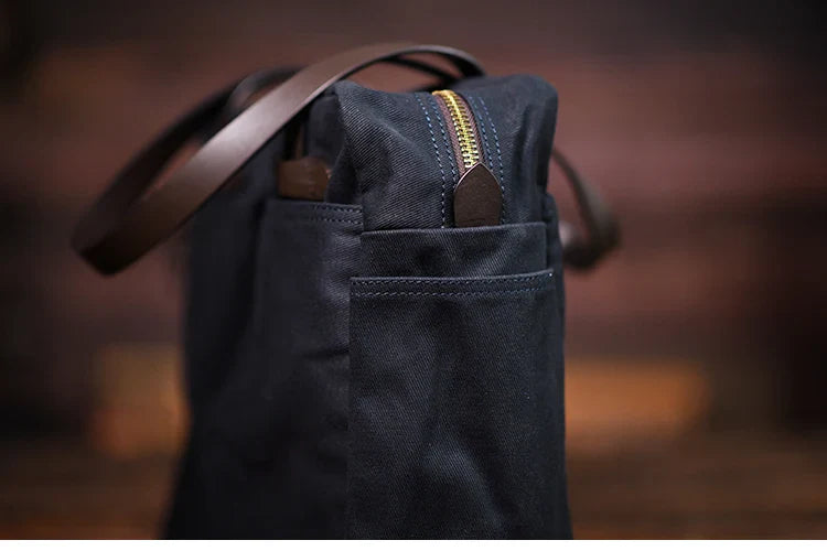 Large Canvas Travel Tote Bag – Blue, Waterproof & Durable