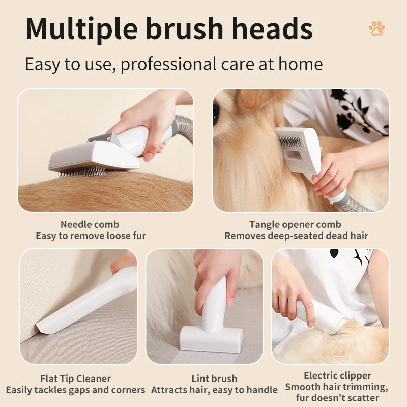 Smart Pet Grooming Vacuum Kit White, Low Noise
