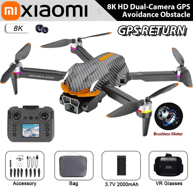 Folding Brushless Drone with 8K Triple Camera, GPS & Obstacle Avoidance
