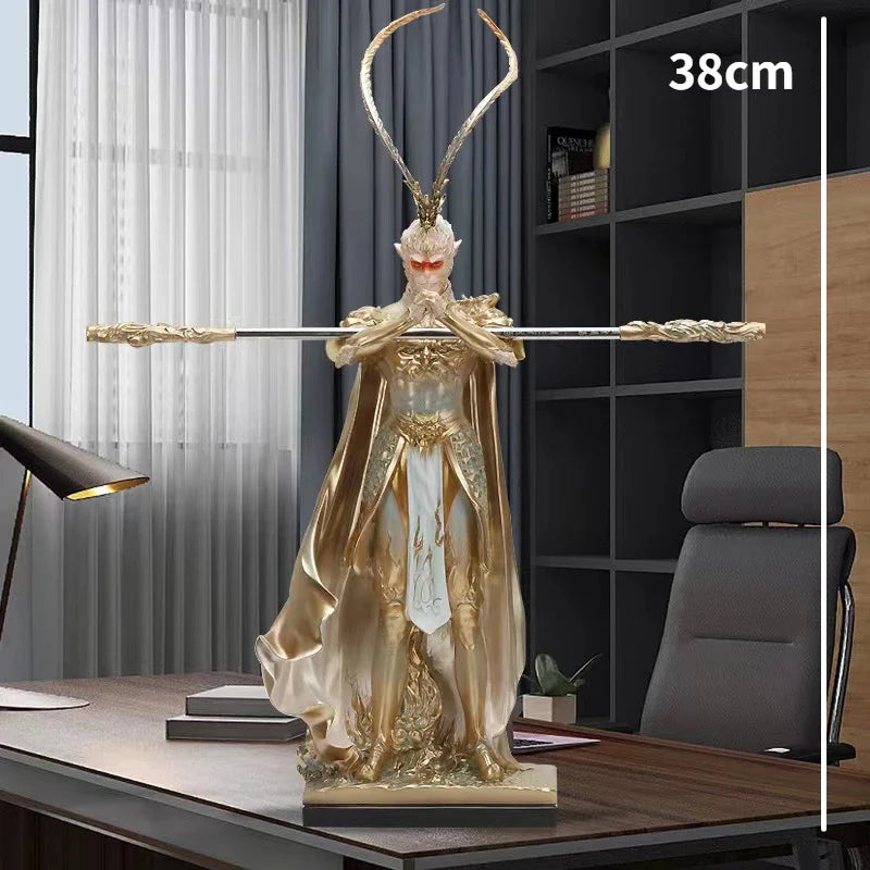 Chinese Monkey King Desktop Statue – 38cm Resin Figurine for Home or Office Decor
