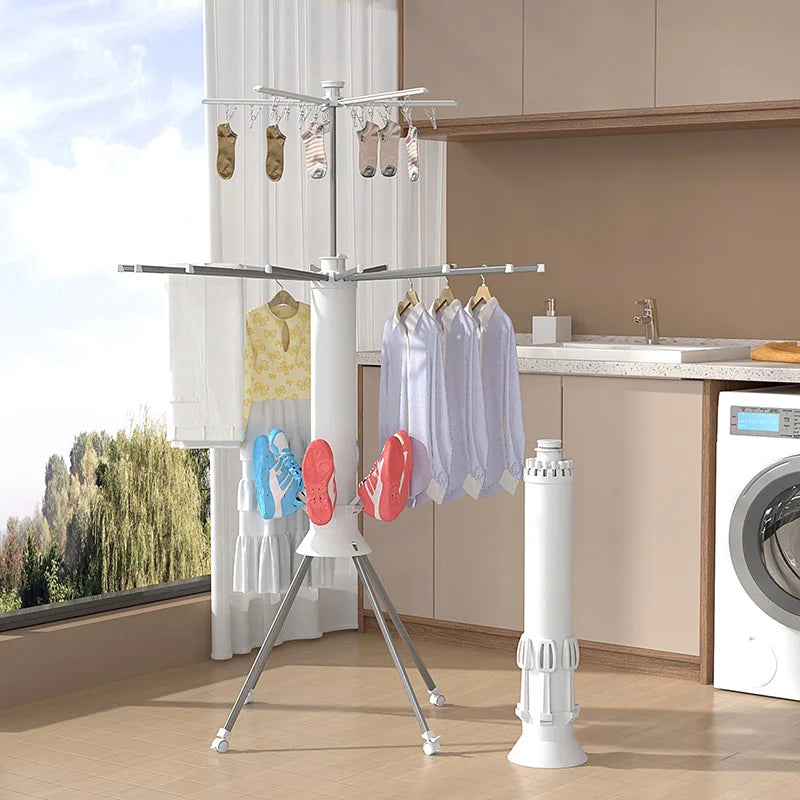Portable Folding Clothes Drying Rack 16 Arm Rotating Design for Indoor & Outdoor Use