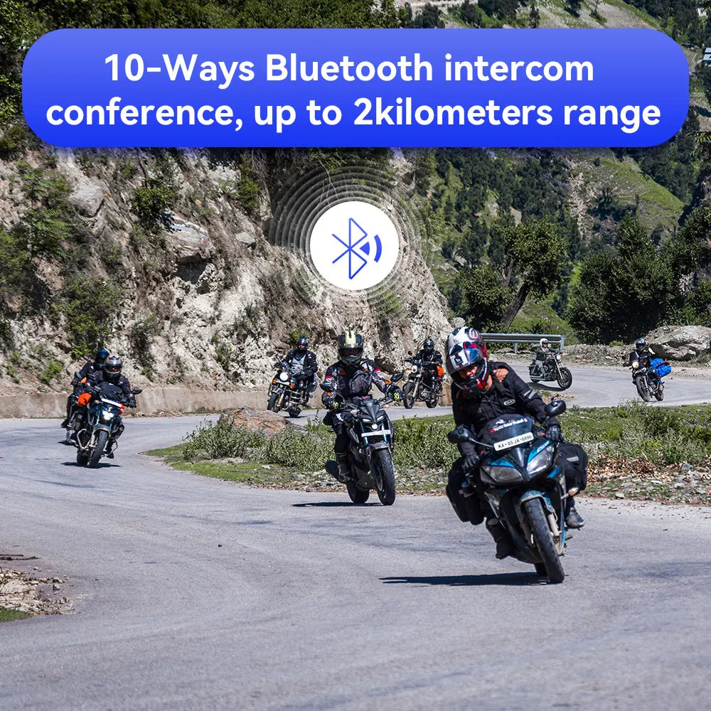 2-Pack Motorcycle Bluetooth Intercom Headsets 2000m Range