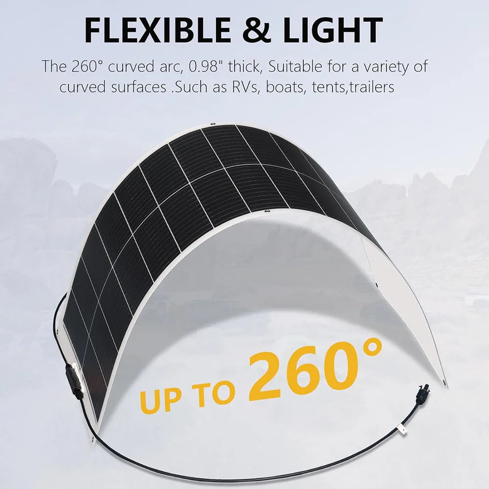 Lightweight 200W Flexible Solar Panel for Outdoor Use