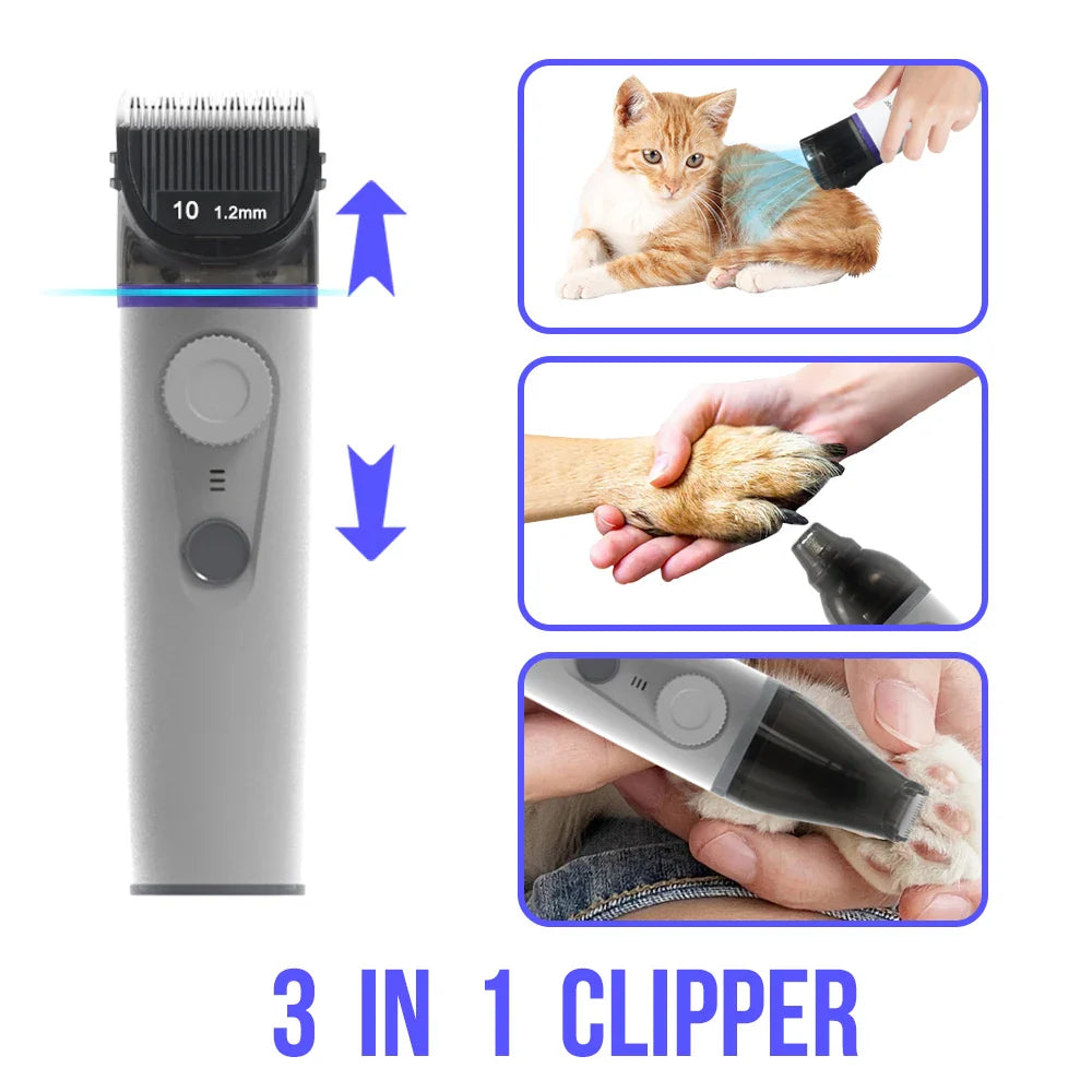 4-in-1 Purple Pet Grooming Vacuum with Deshedding Tool