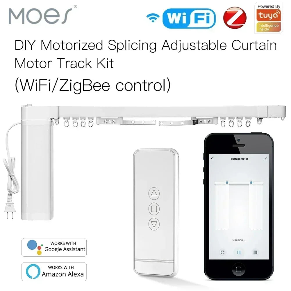 165" WiFi Motorized Curtain Track – App & Voice Control