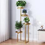 Floor-Standing Iron Plant Shelf 111cm Black Display Rack