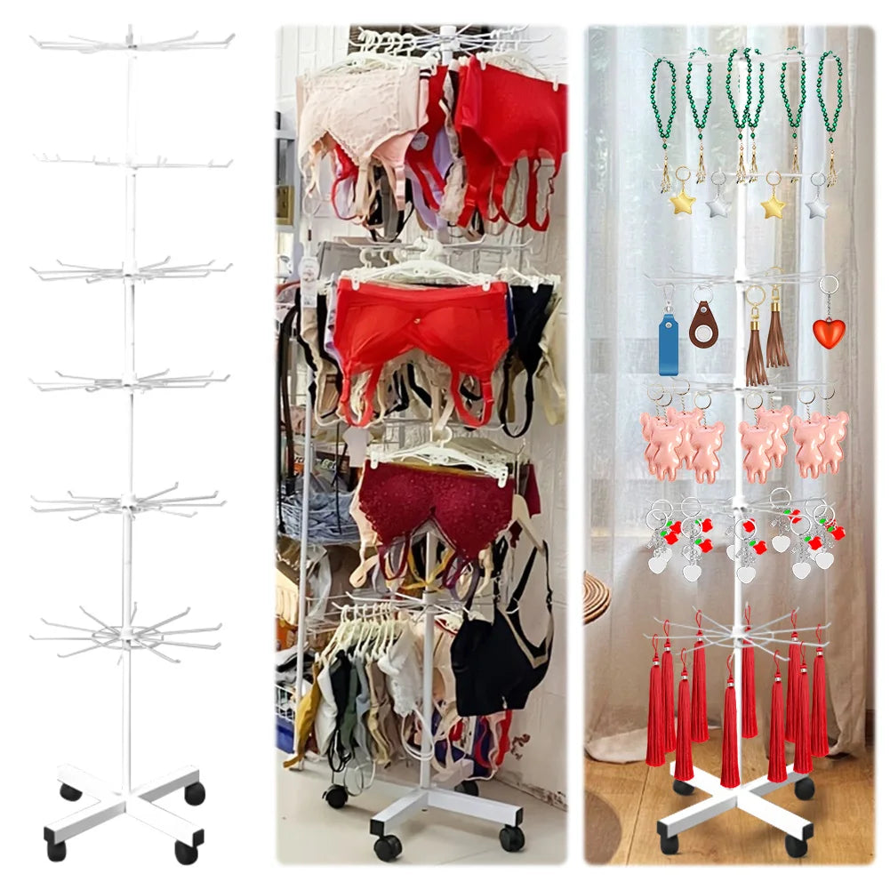 Metal Retail Display Rack, Spinning 6-Layer Stand for Accessories