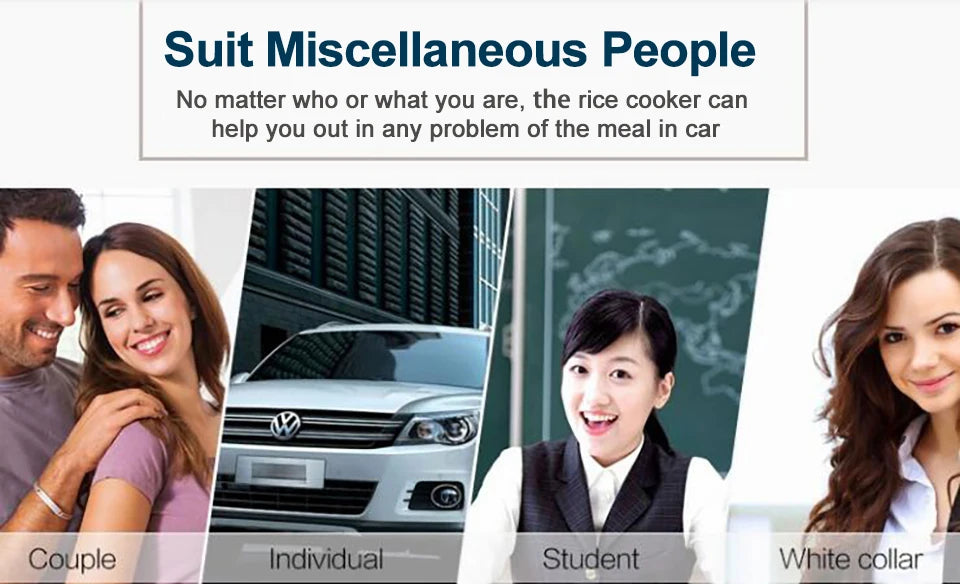 Travel Rice Cooker for Car or Home 12V/24V Dual Voltage, 1.6L Capacity, Non-Stick Inner Pot