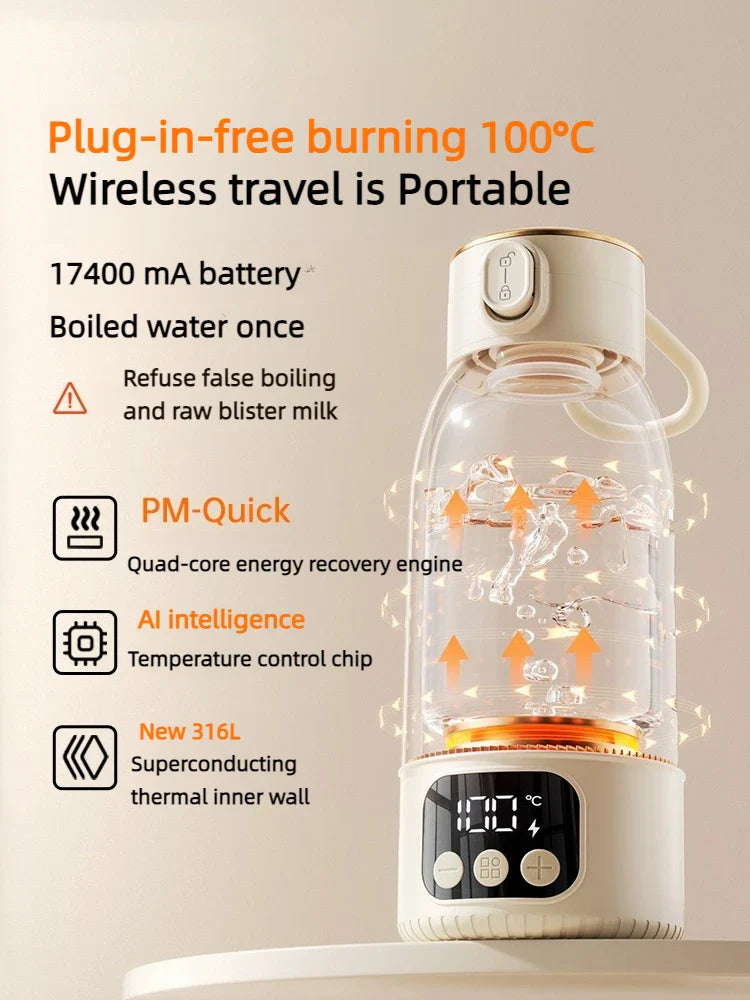 Rechargeable Electric Kettle 17400mAh with Temperature Control