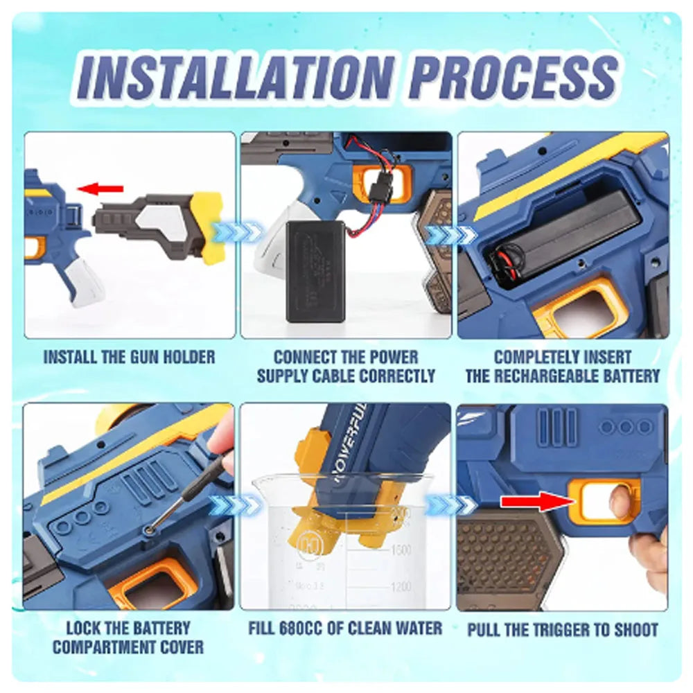 Electric Water Blaster with Large Tank Powerful Rechargeable Squirt Gun for Outdoor Pool Fun
