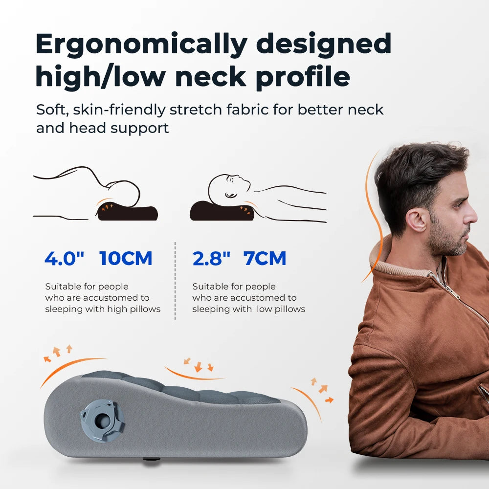 Ergonomic Inflatable Pillow for Camping, Travel and Home Use