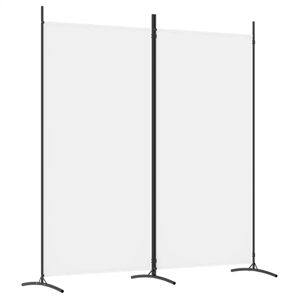 Portable 2-Panel Room Screen Divider 175x180cm – Foldable White Fabric Partition