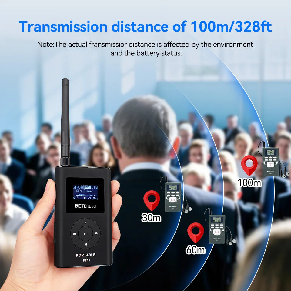 15-Receiver FM Wireless Audio Tour Guide System Portable