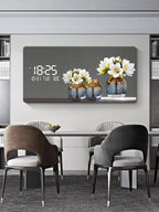 Digital Wall Clock with Geometric Art Display for Living Room