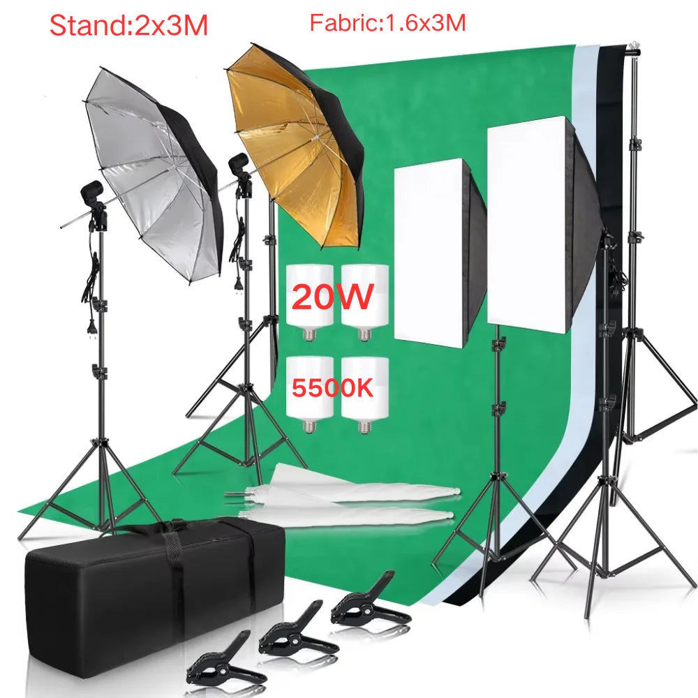 Photo Studio Softbox Light Stand and Backdrop Kit