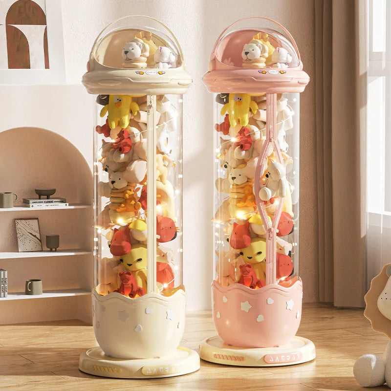 172cm Transparent Doll Storage Bin with LED & Wheels