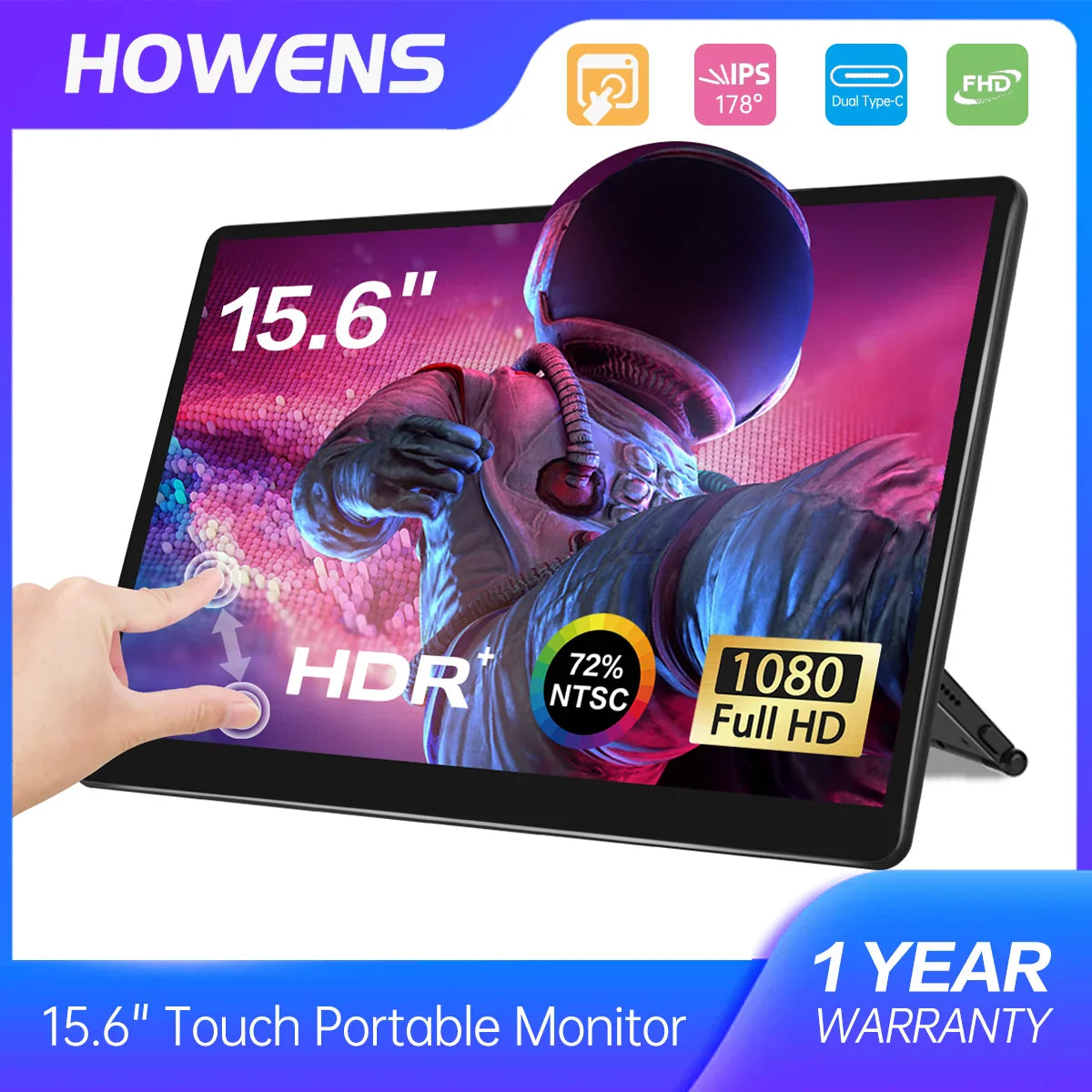 15.6" Portable Touchscreen Monitor with HDMI and USB-C