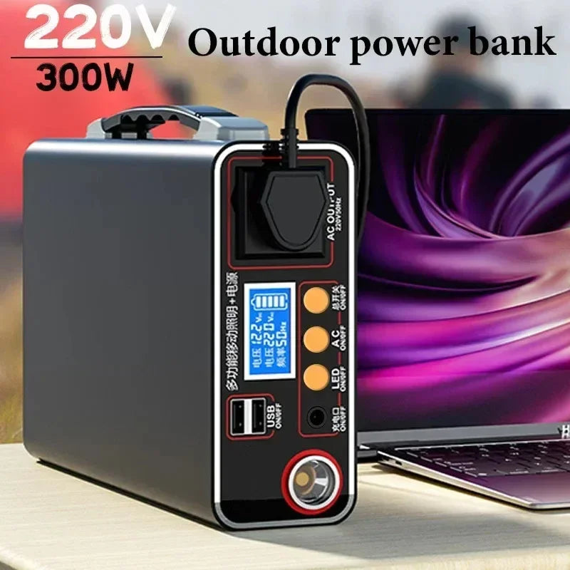 Rechargeable 300W 90Ah LiFePO4 Power Supply – Compact 220V Battery Pack for Home & Travel